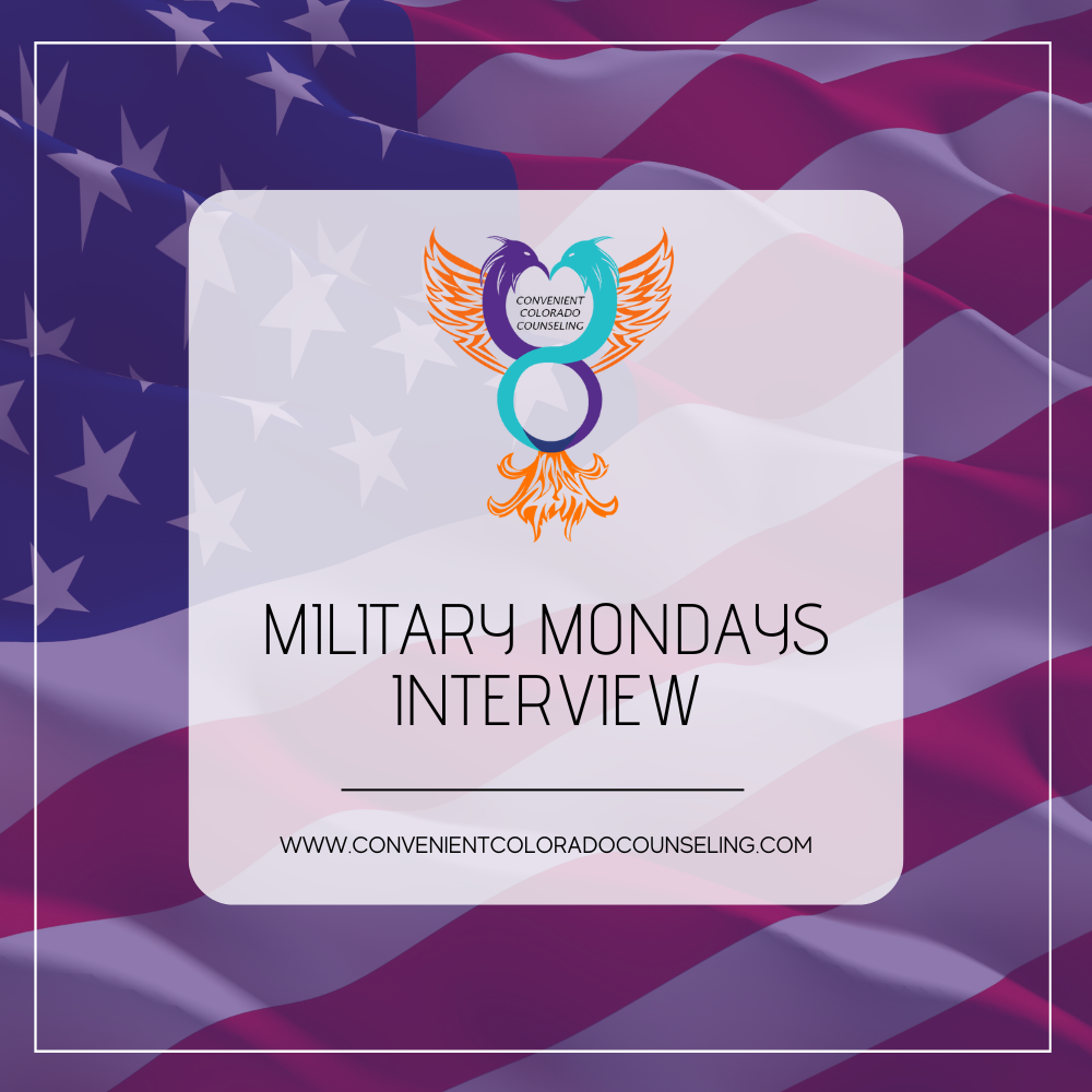 a picture of an american flag with the blog title that reads, "military monday interview"
