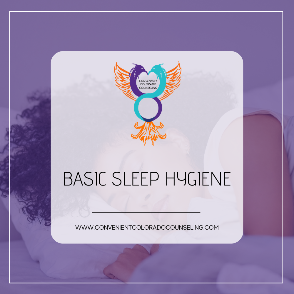 a picture of a woman sleeping with the blog title that reads, "basic sleep hygiene"