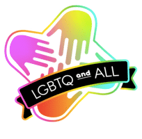 The image is the logo for LGBTQ and ALL, a resource center for individuals who are a part of the community.