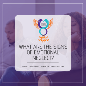 a picture of two people facing away from each other with a blog title that reads, "what are the signs of emotional neglect?"